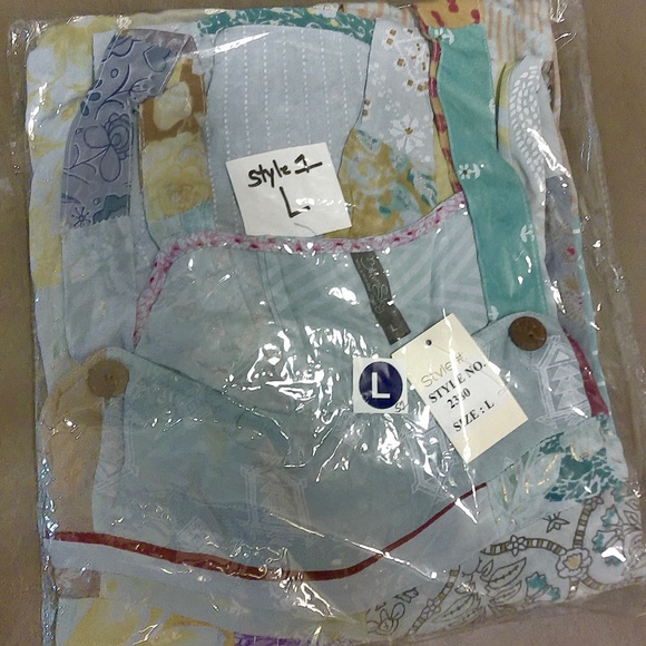 NEW! Blue Sky Patchwork Overalls Wide Leg Patch Colors Will Vary Size S,M,L & XL - Picture 3 of 8